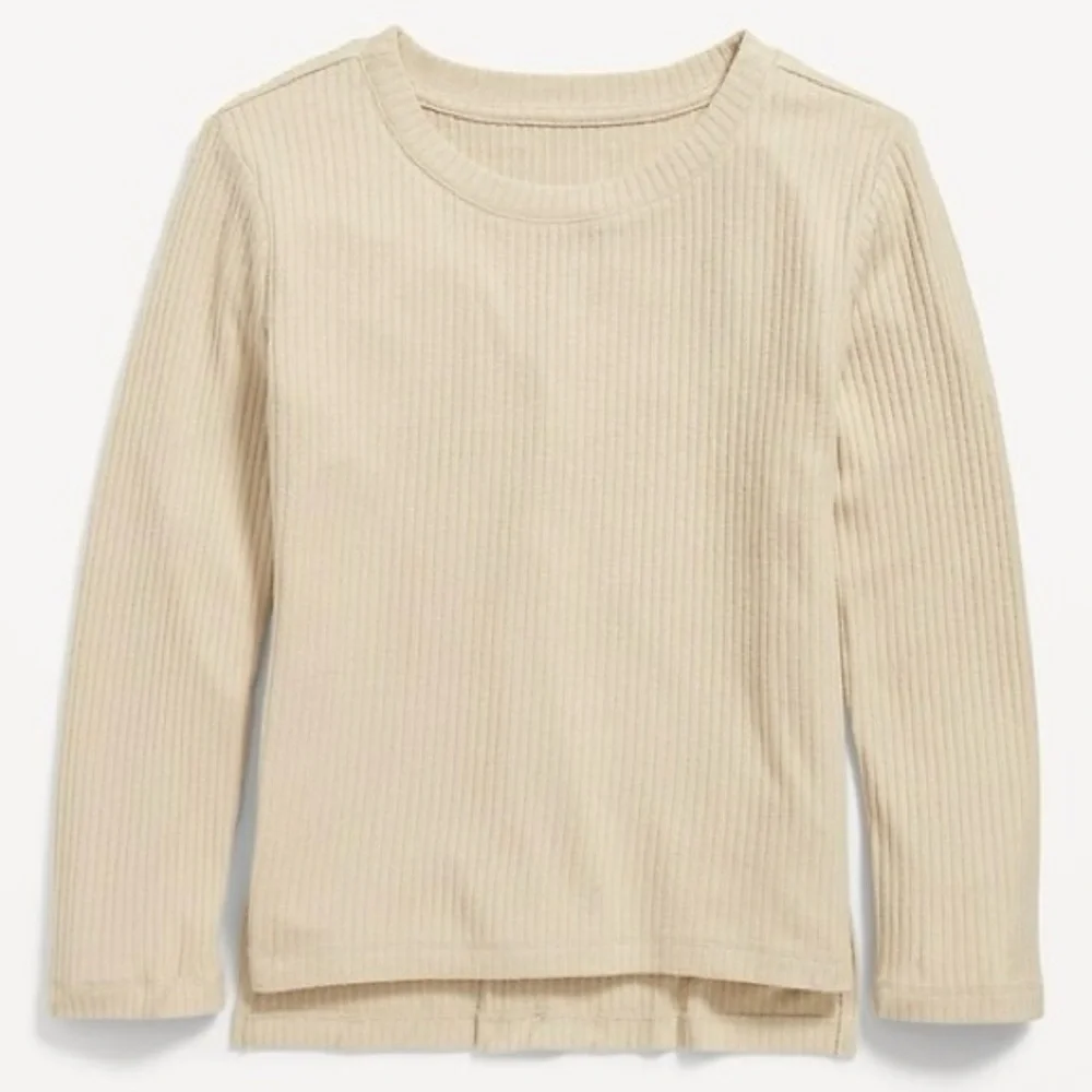 Old Navy Girls Hi-Lo Hem Long Sleeve Tops - Black/Ecru, Size XL (14-16)